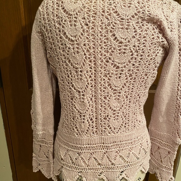Rose Colored Crochet Cardigan with Camisole - Picture 5 of 7